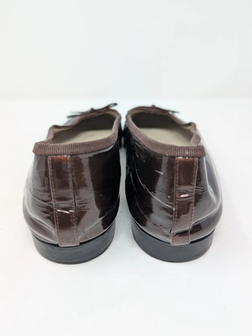 Chanel CC Patent Leather Ballet Flats Brown Blue Size 39.5